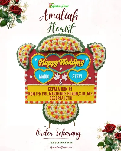 Karangan Papan Bunga Pernikahan di Cempakawarna